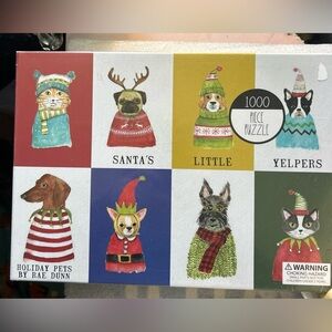 Rae Dunn 1000 Piece Puzzle “Holiday Pets”  Santa’s Little Yelpers 2023 Christmas